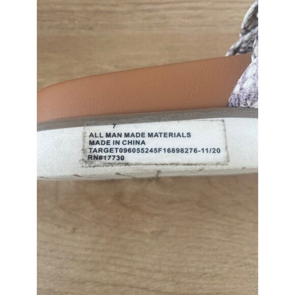 Braided Strap Slide Sandals Snake Print Gray & Cream Size 7 Women's - Picture 6 of 6